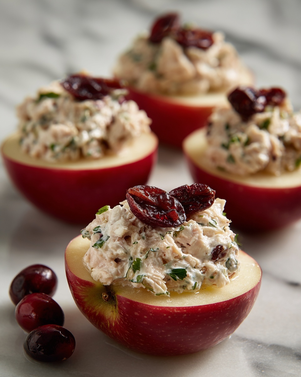 Cranberry Tuna Salad on Apple Slices Recipe - Recipe Image