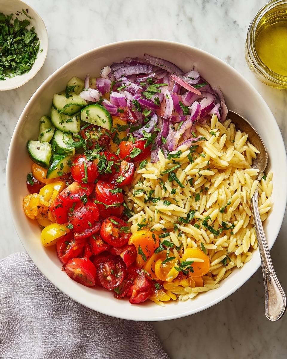 Rainbow Orzo Salad Recipe - Recipe Image
