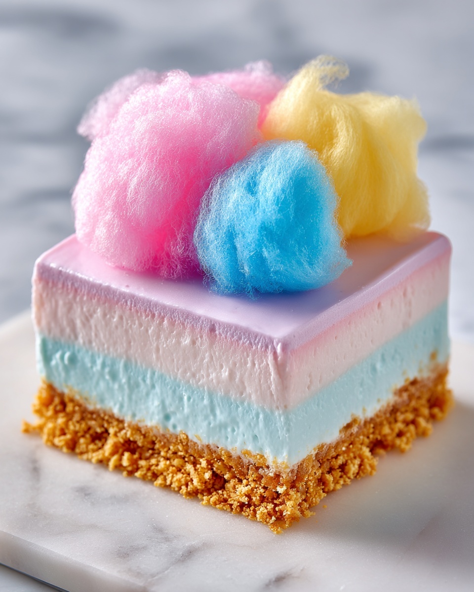 Cotton Candy Cheesecake Layered with Blueberry, Cherry, and Lemon JELLO Recipe - Recipe Image