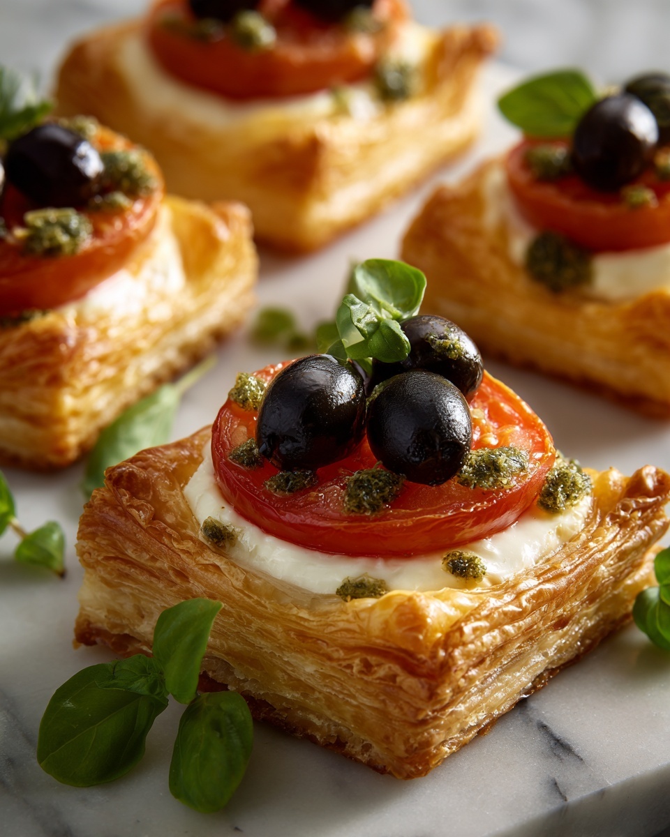 Tomato, Black Olive, and Ricotta Puff Tarts Recipe - Recipe Image