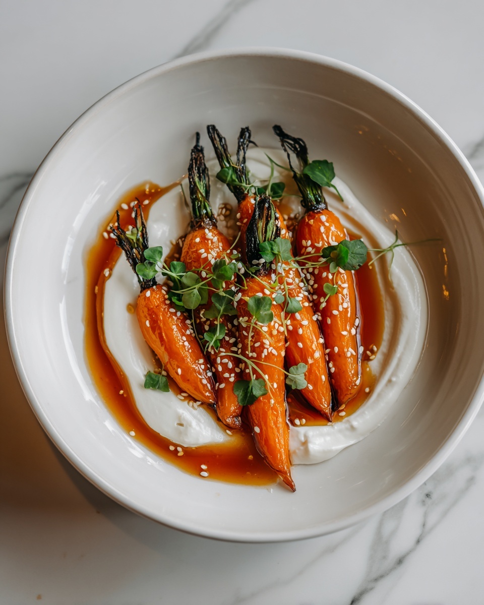 Swicy Gochujang Carrots on Yogurt – Bold & Elegant Side Recipe - Recipe Image