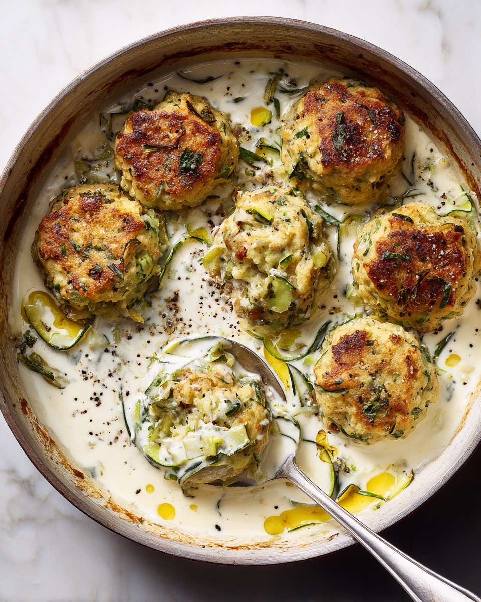 Chicken Ricotta Meatballs with Spinach Alfredo Sauce Recipe - Recipe Image