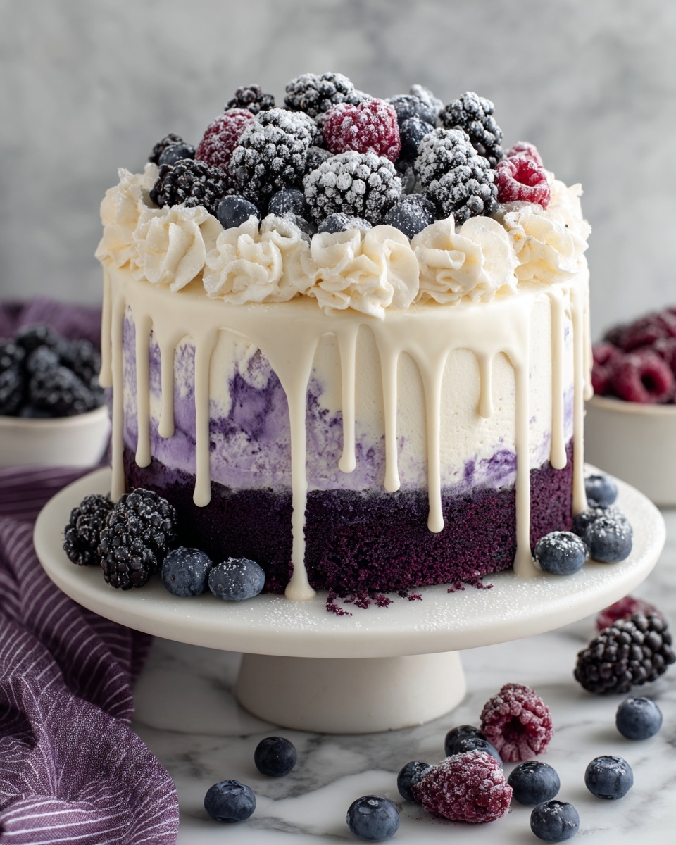 White Chocolate Blackberry Poke Cake Recipe - Recipe Image