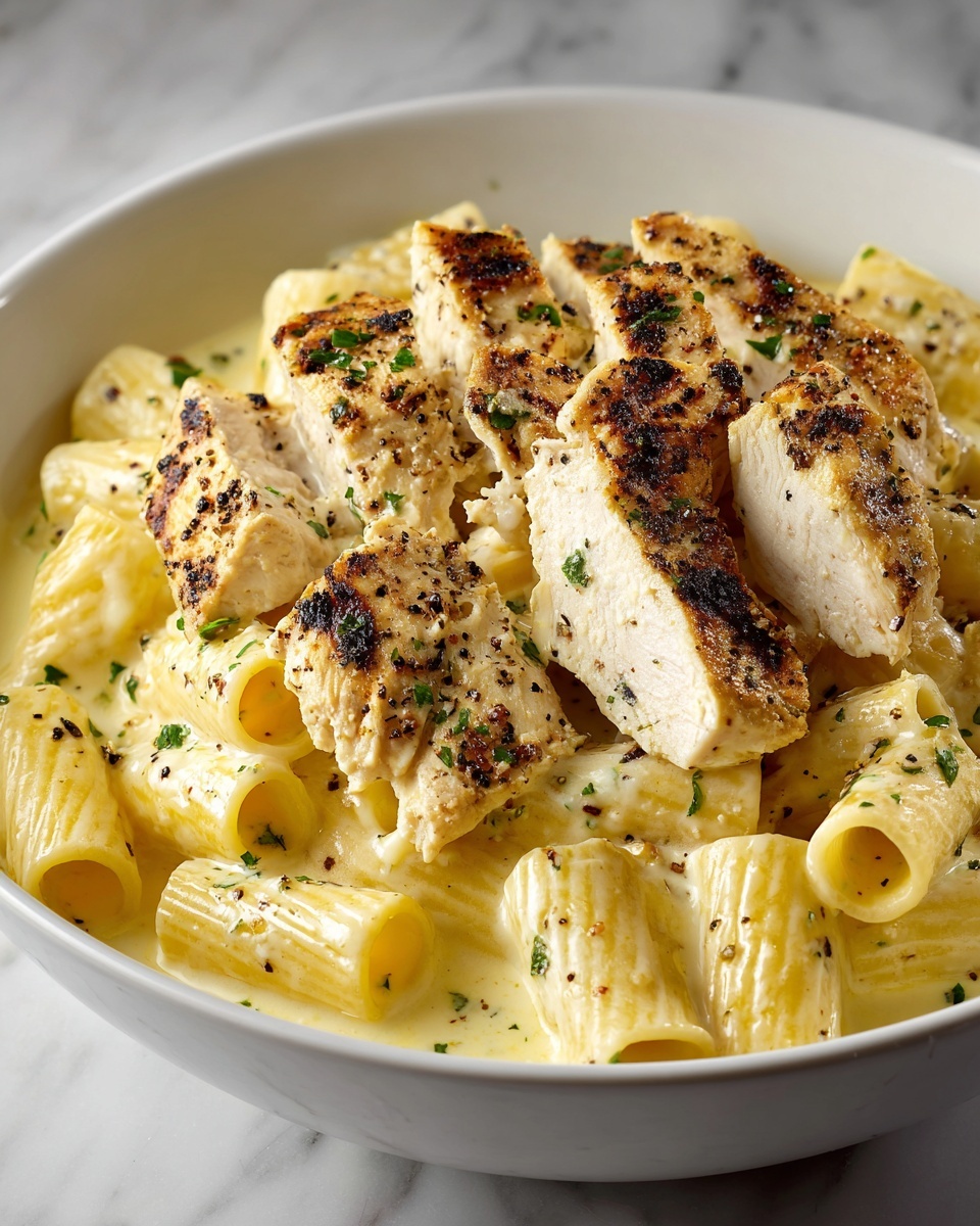 Creamy Garlic Butter Chicken with Parmesan Rigatoni Recipe - Recipe Image