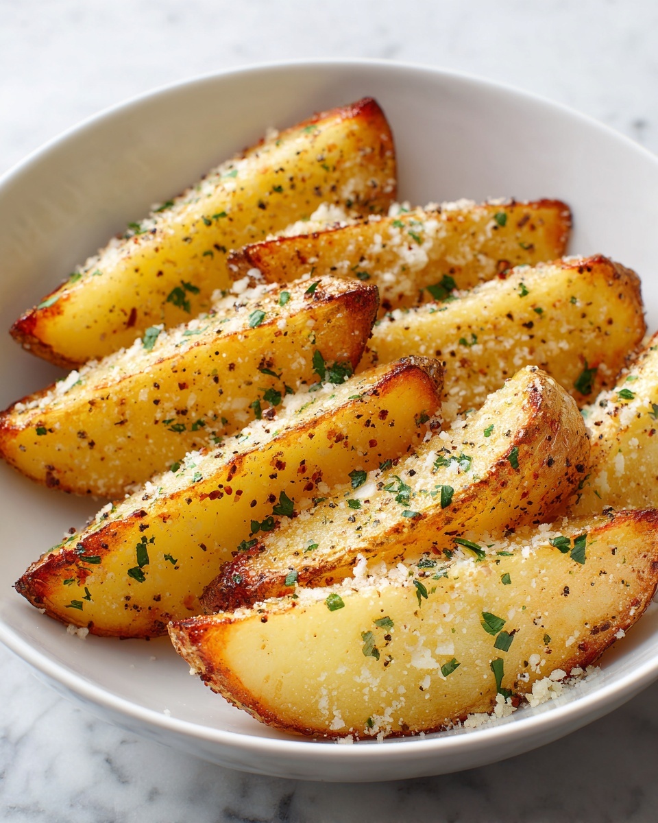 Baked Garlic Parmesan Potato Wedges Recipe - Recipe Image