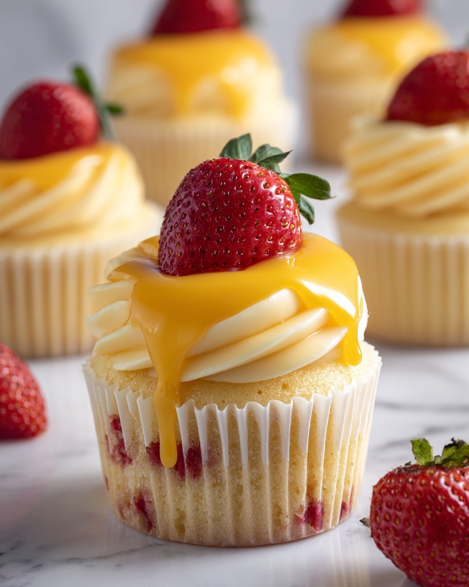 Strawberry Mango Cupcakes with Mango Buttercream Recipe - Recipe Image