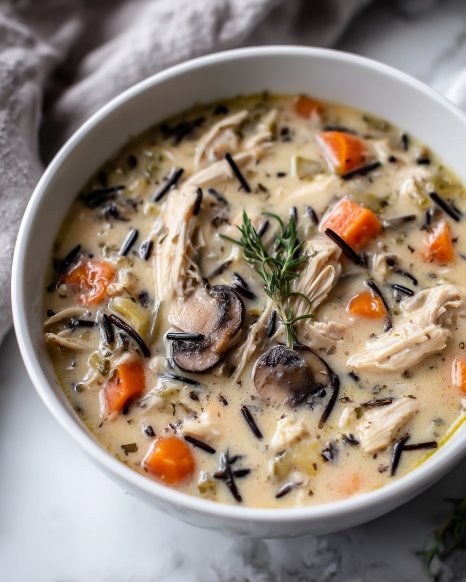 Creamy Mushroom Chicken and Wild Rice Soup Recipe - Recipe Image