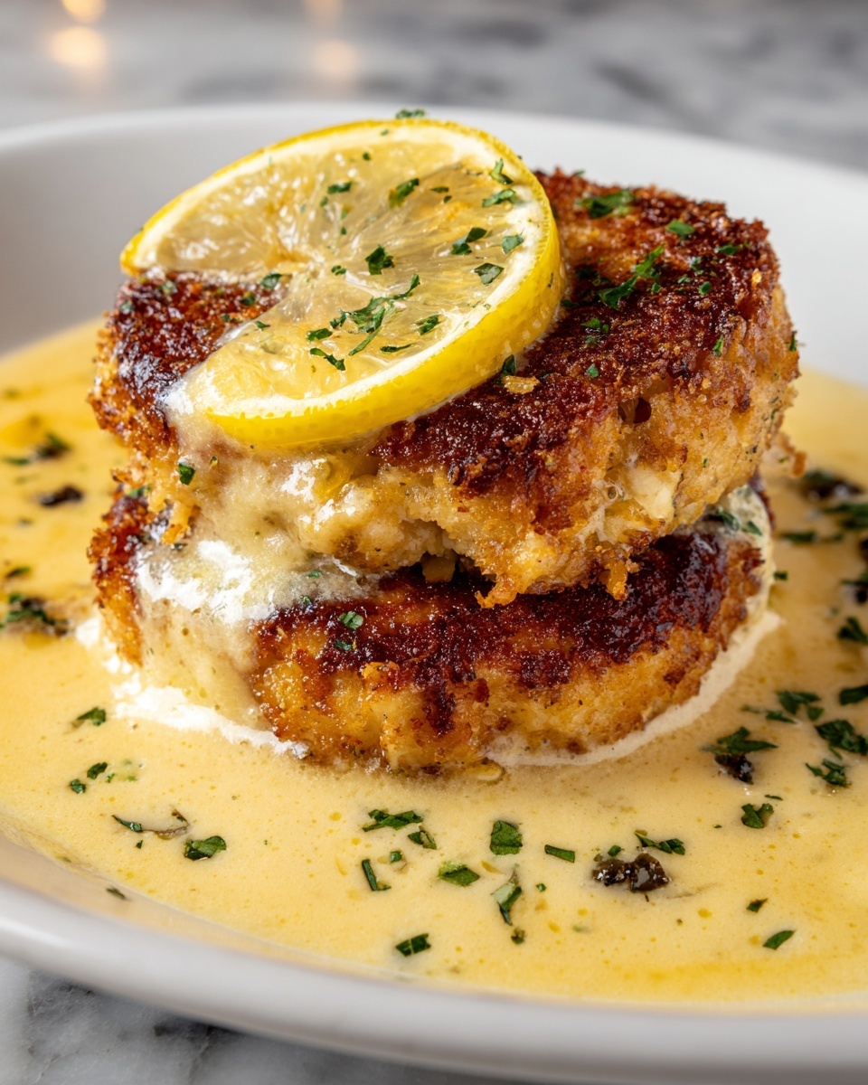 Lemon Pecorino Crusted Chicken with Creamy Lemon Sauce Recipe - Recipe Image