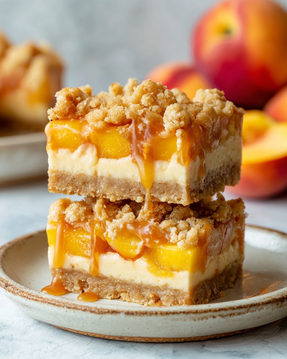 Peach Cobbler Cheesecake Bars Recipe - Recipe Image