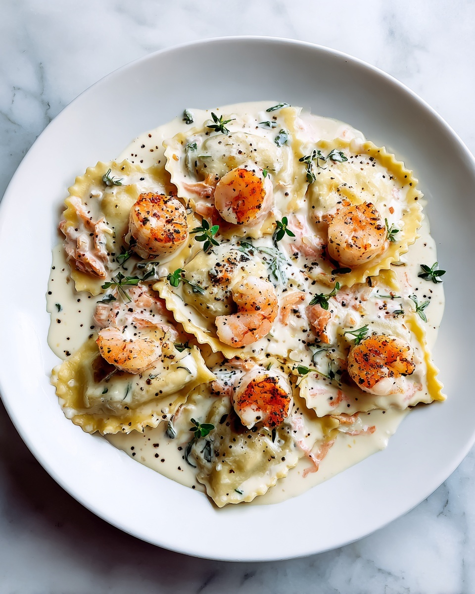 Lobster Ravioli with Creamy Garlic Herb Sauce Recipe - Recipe Image