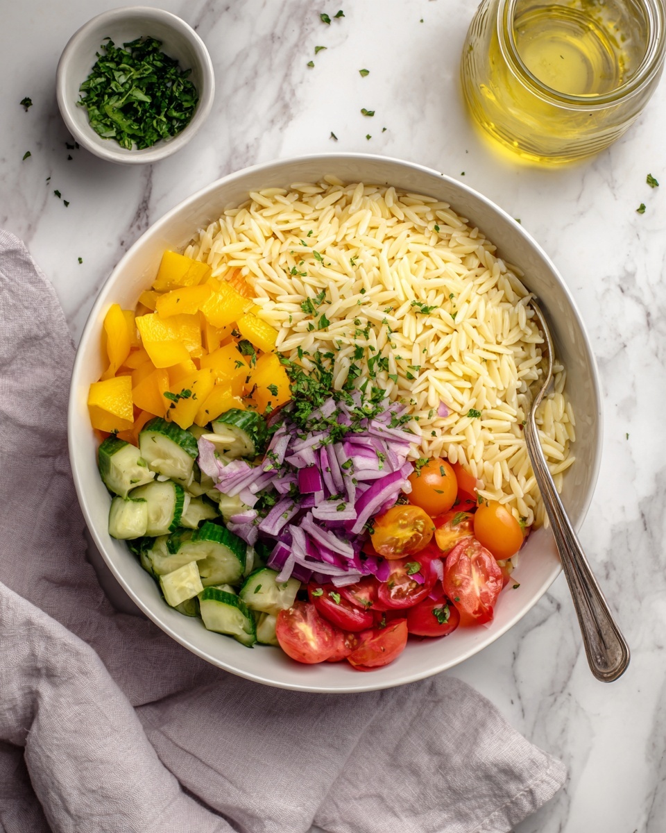 Rainbow Orzo Salad Recipe - Recipe Image