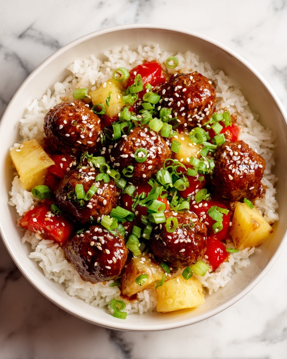 Sweet and Spicy Hawaiian Meatball Bowls Recipe - Recipe Image