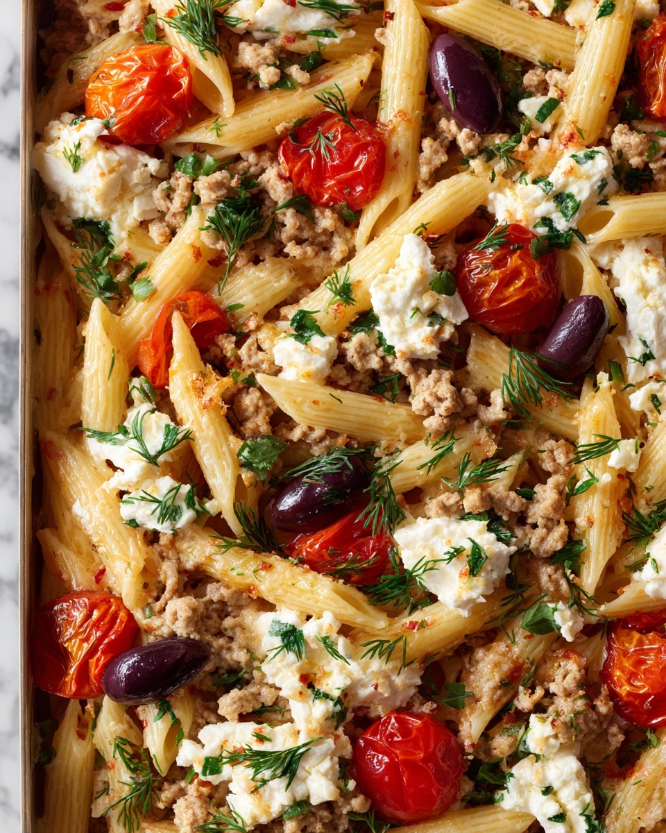 One-Pot Greek Gyro Pasta Bake Recipe - Recipe Image