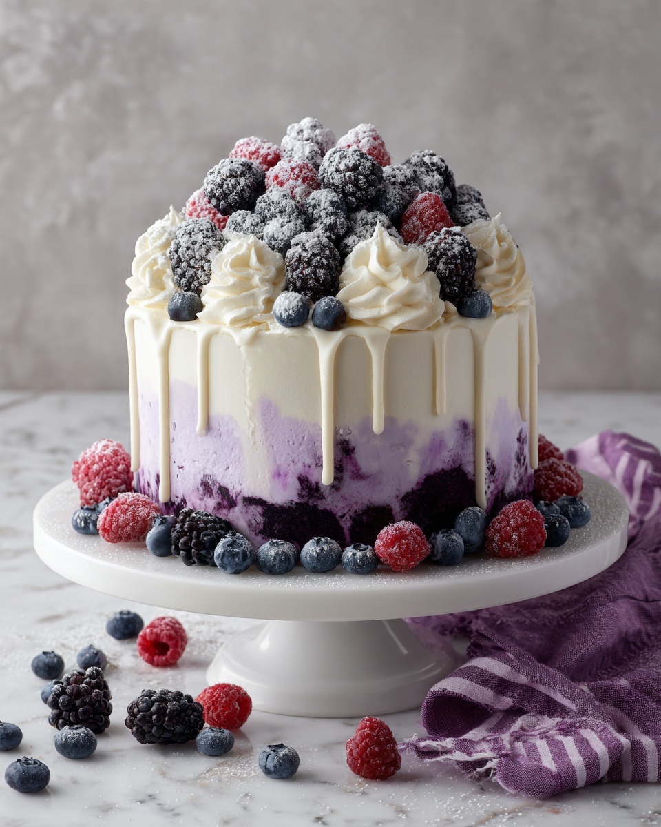 White Chocolate Blackberry Poke Cake Recipe - Recipe Image