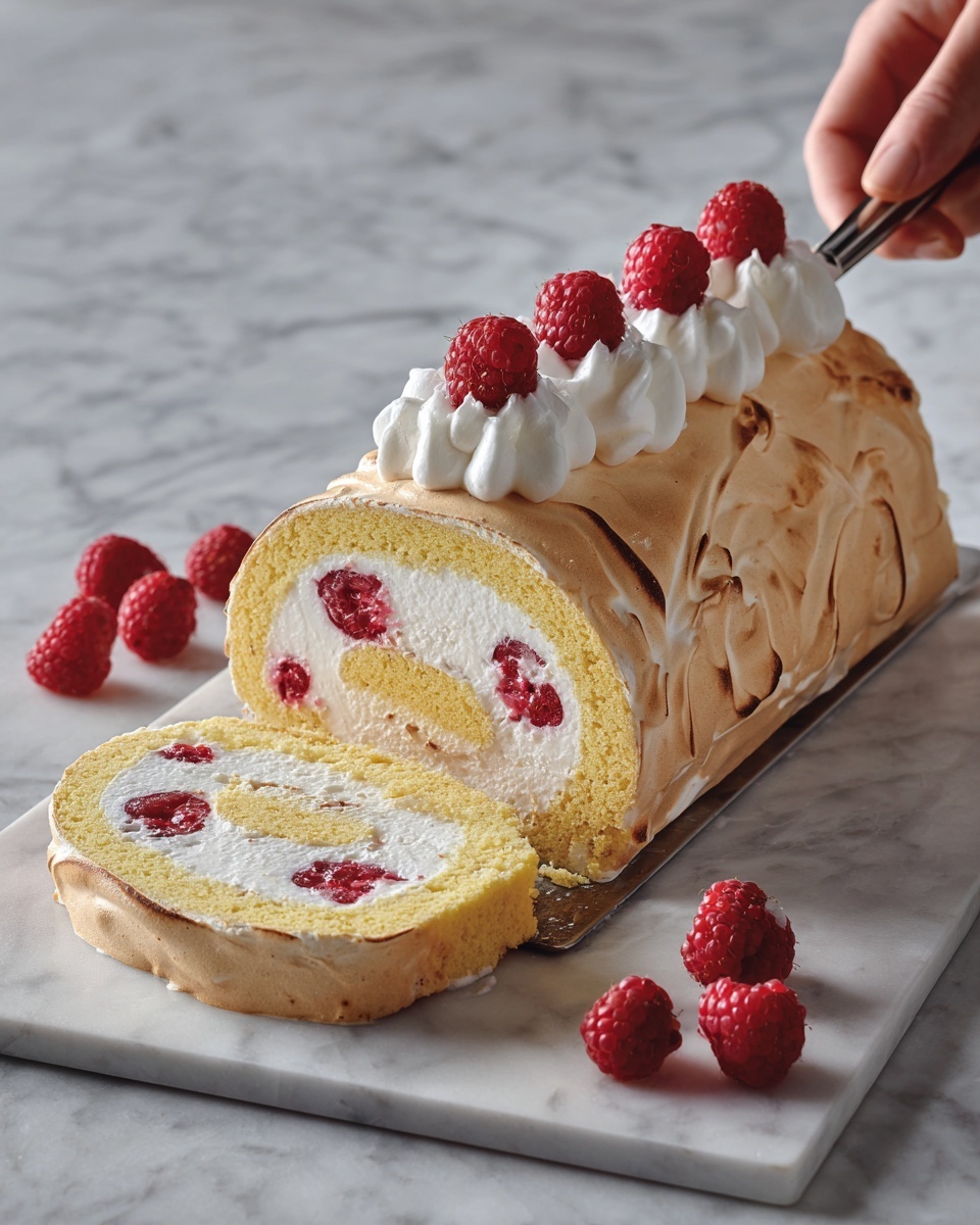 Raspberry Meringue Roulade Recipe - Recipe Image