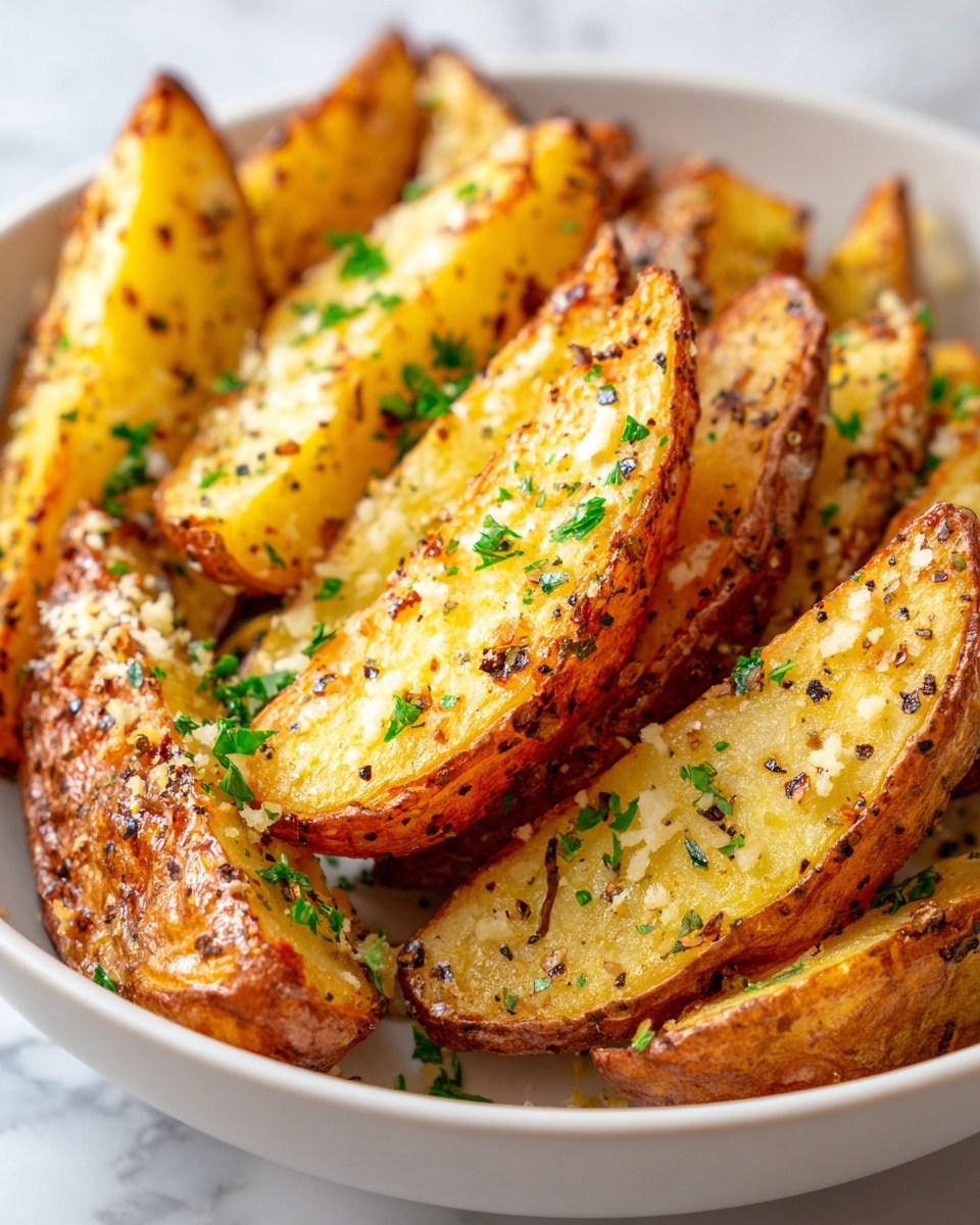 Baked Garlic Parmesan Potato Wedges Recipe - Recipe Image