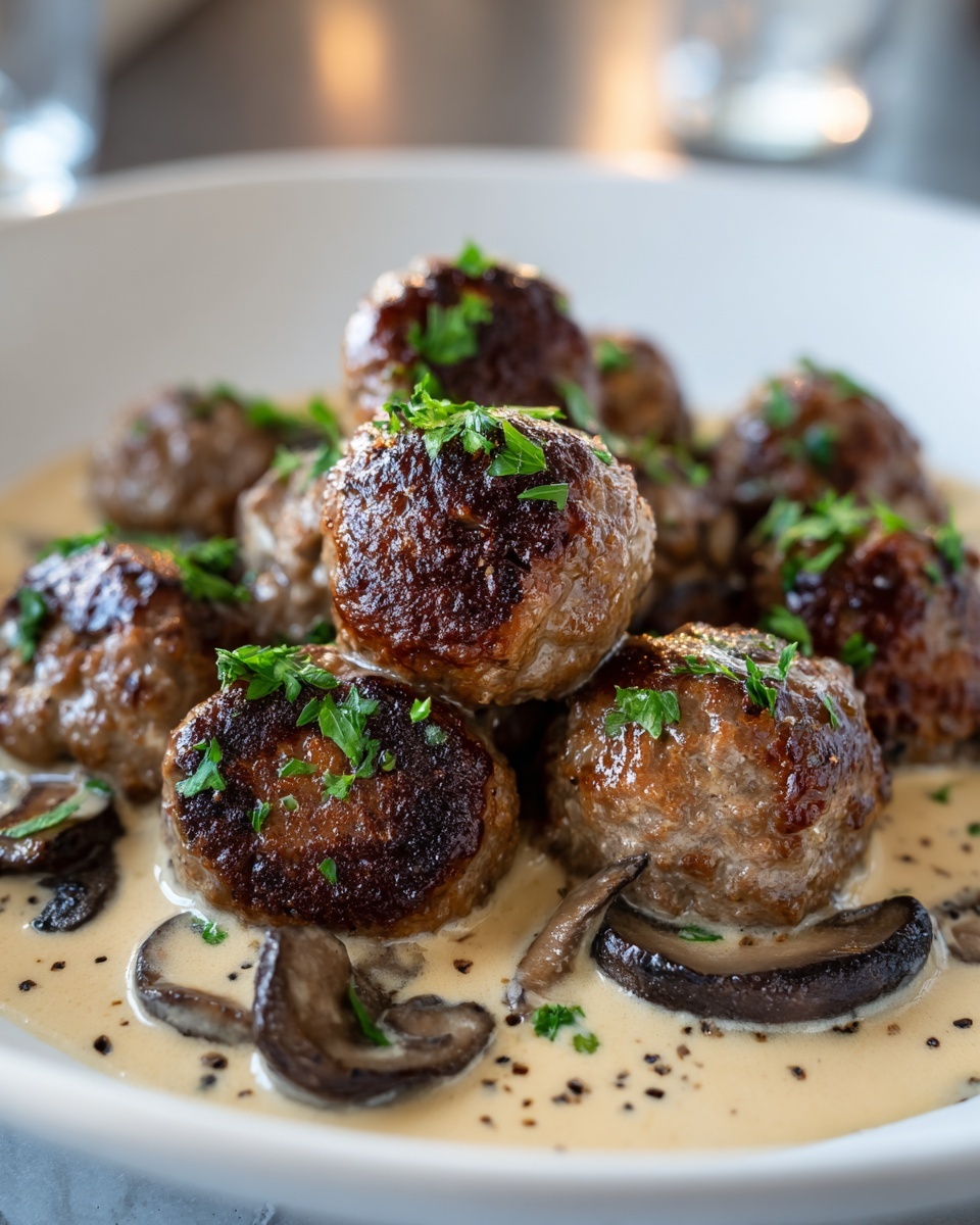 Creamy Mushroom Chicken Meatballs Recipe - Recipe Image