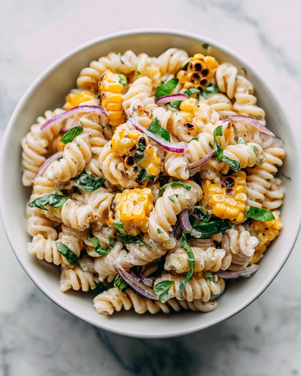 Creamy Street Corn Pasta Salad Recipe - Recipe Image