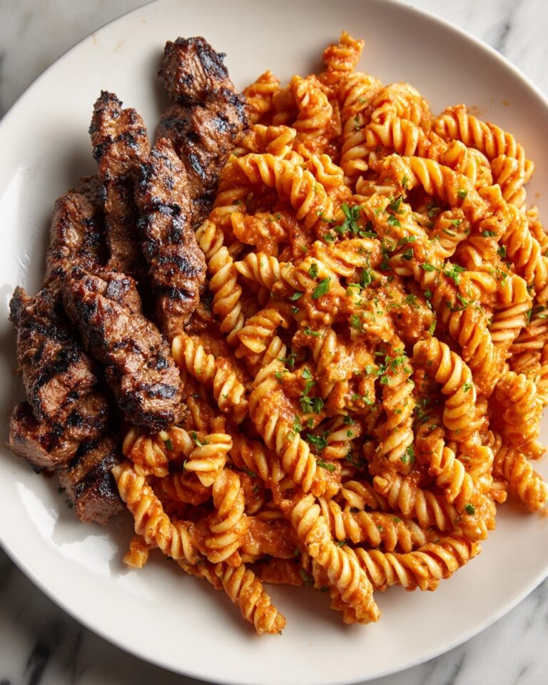 Steak Bites and Rotini in Garlic Parmesan Sauce Recipe