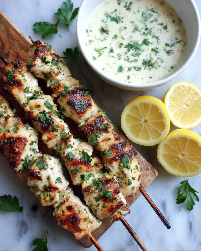 Greek Lemon Chicken Skewers with Tzatziki Sauce Recipe