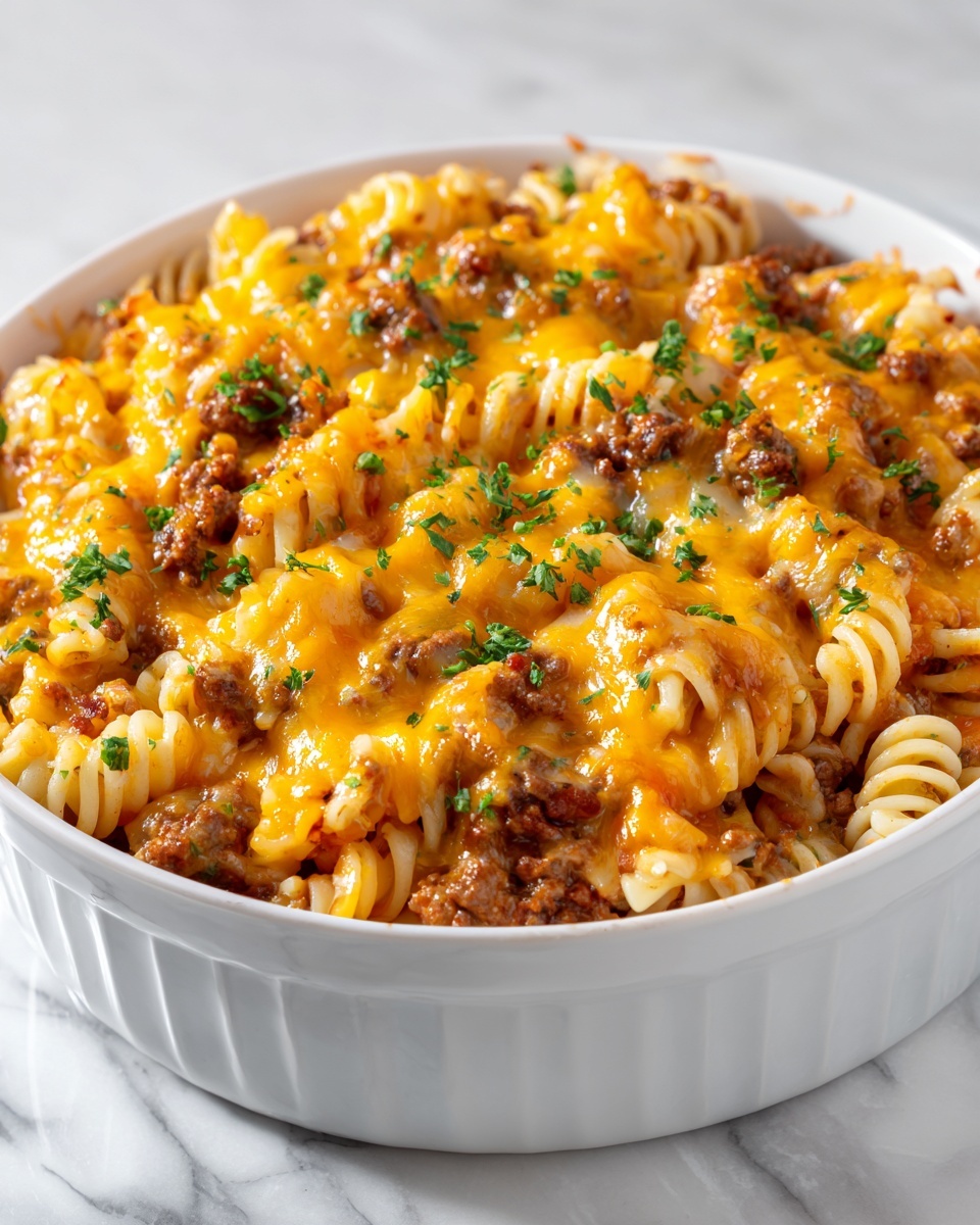Loaded Cowboy Cheeseburger Casserole Recipe - Recipe Image