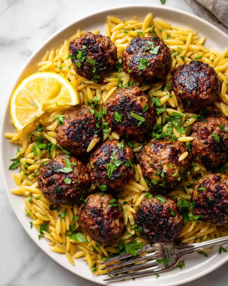 Greek Chicken Meatballs with Lemon Orzo Recipe