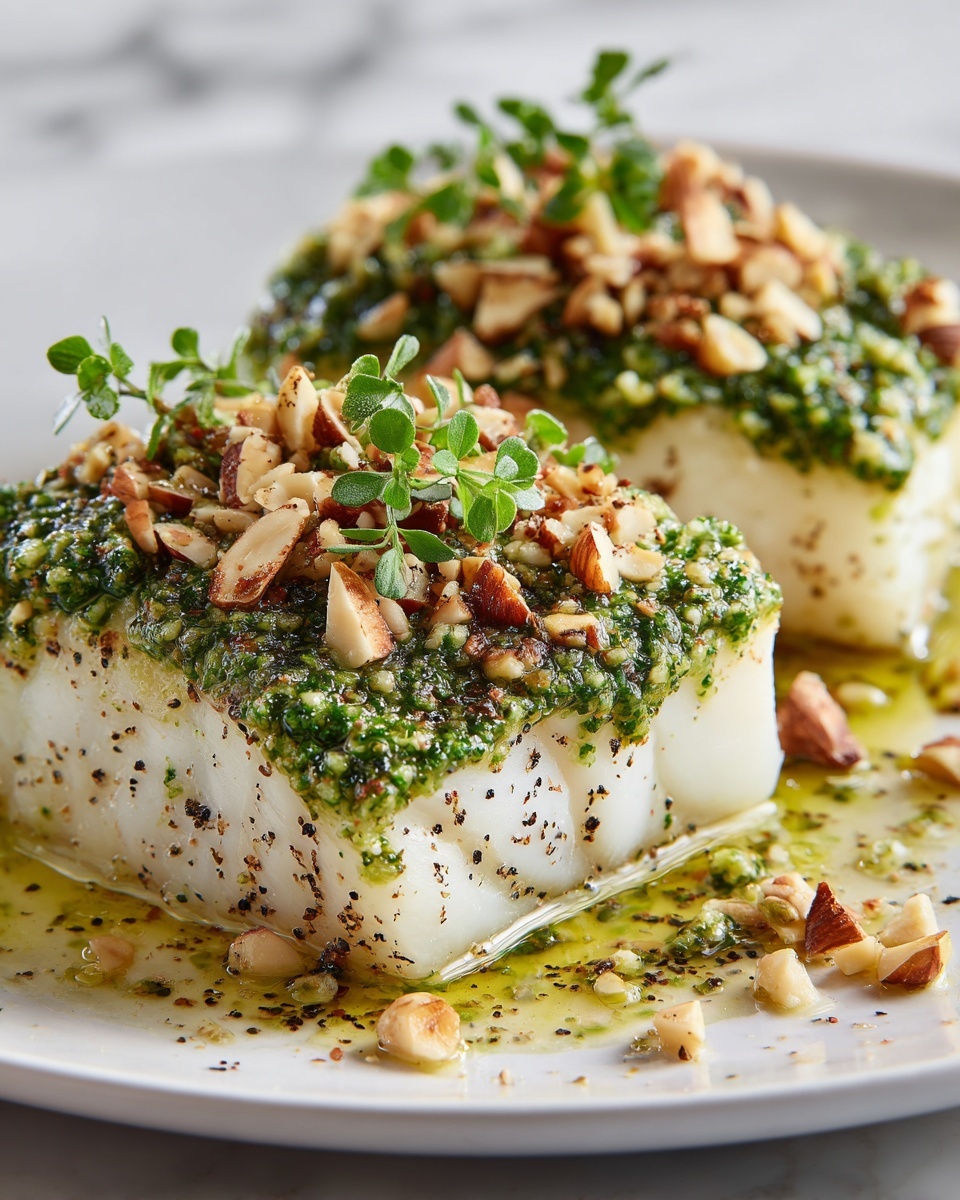 Keto Chilean Seabass with Walnut Pesto Crust Recipe - Recipe Image
