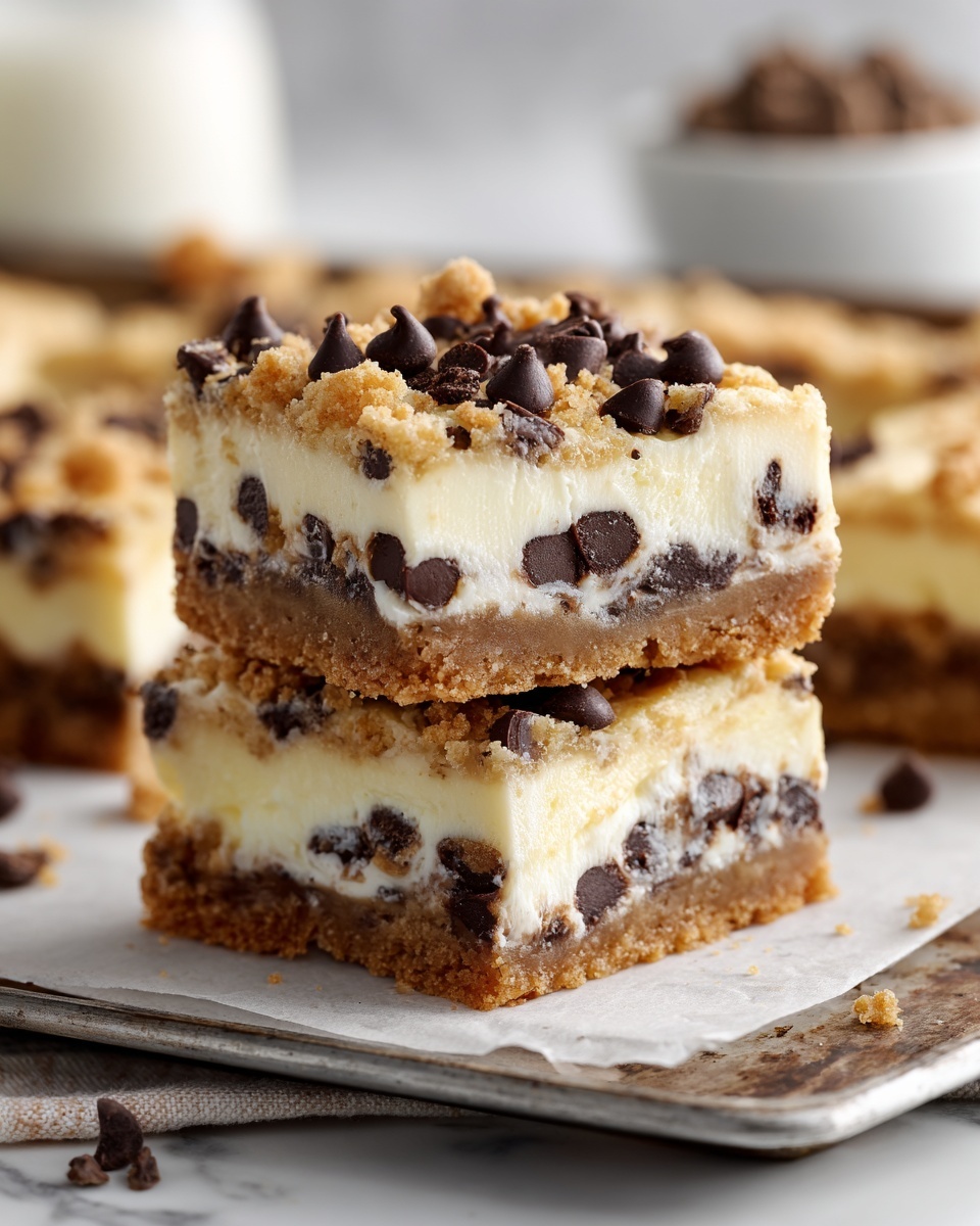 No-Bake Cookie Dough Cheesecake Bars Recipe - Recipe Image