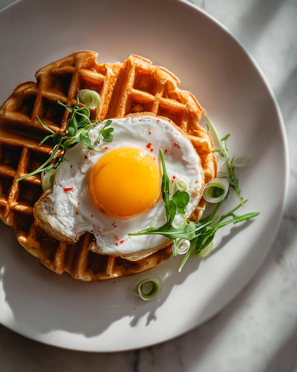 Egg Waffles with Romesco Sauce and Goat Cheese Recipe - Recipe Image