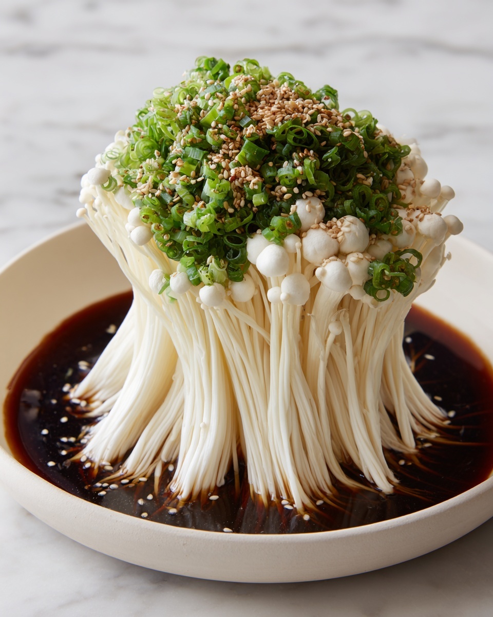Enoki Mushrooms with Garlic & Scallion Sauce Recipe - Recipe Image