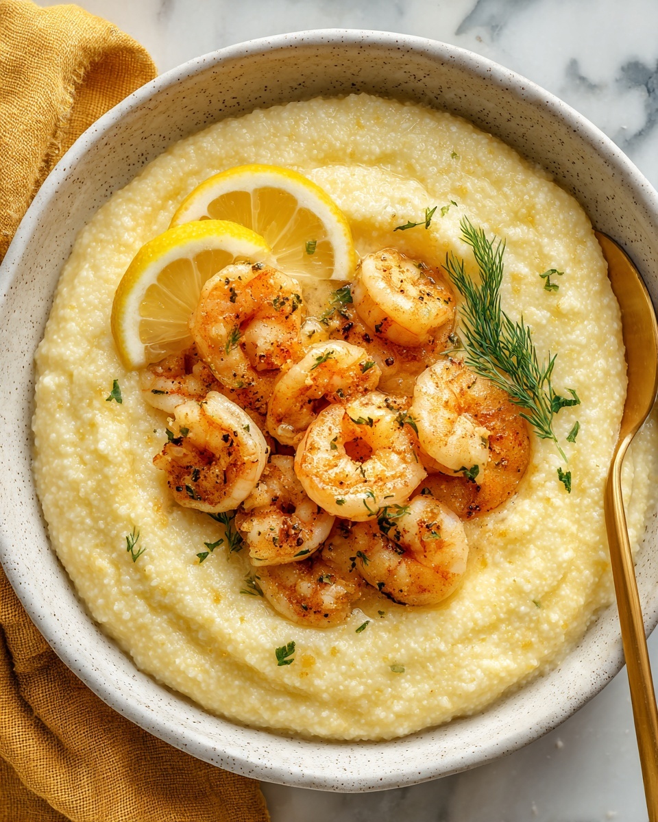 Honey Butter Cajun Shrimp with Smoked Gouda Grits Recipe - Recipe Image