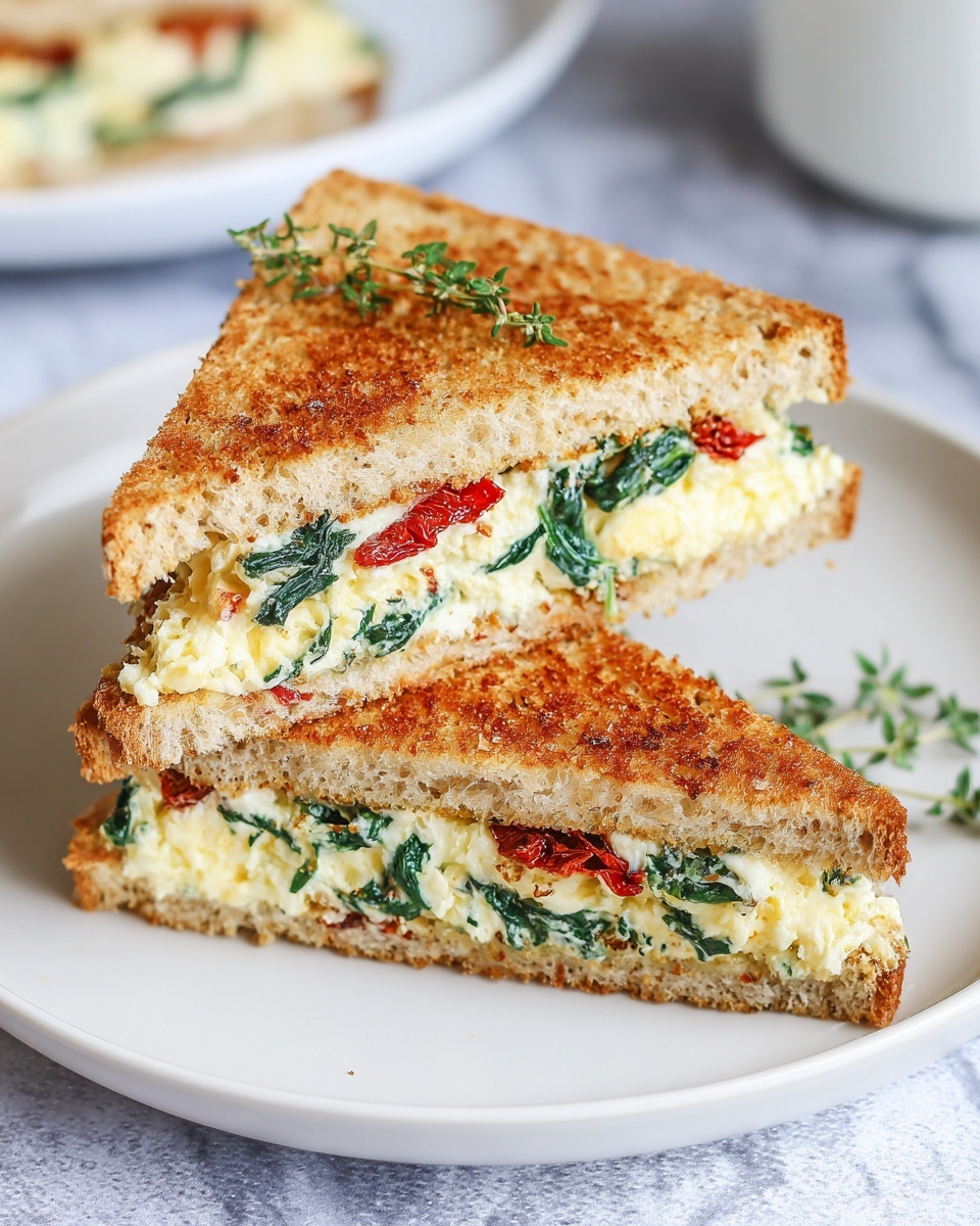 Sun-Dried Tomato, Spinach, and Ricotta Grilled Cheese Recipe - Recipe Image