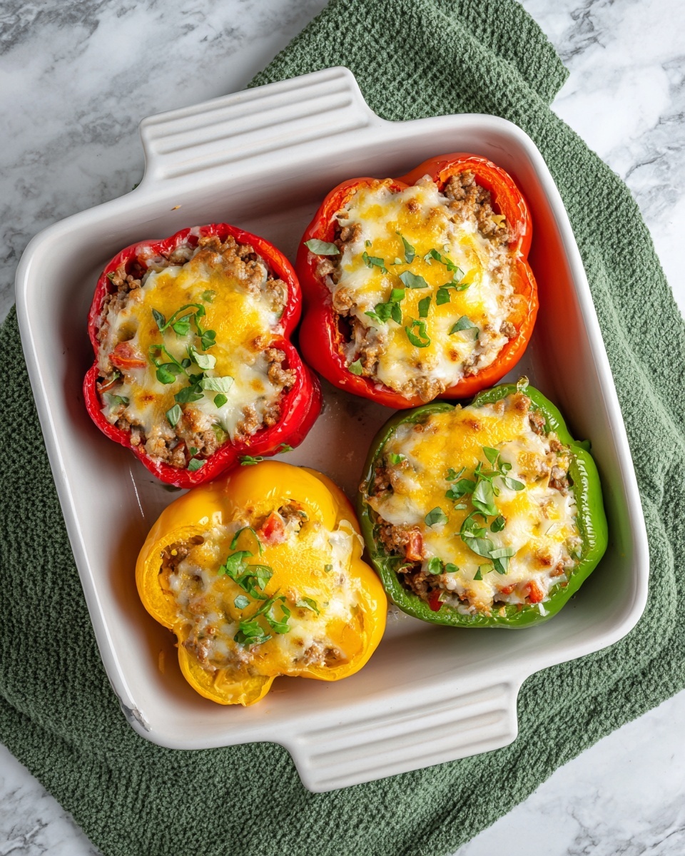 Stuffed Bell Peppers with Ground Beef, Rice, and Cheese Recipe - Recipe Image