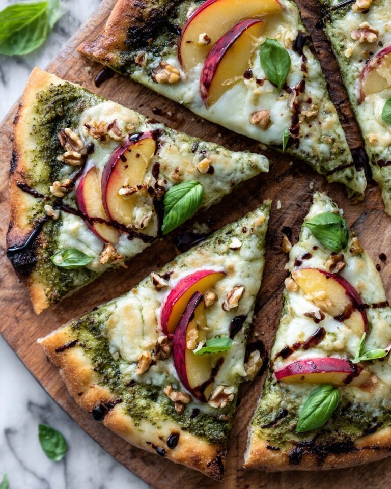 Toasted Walnut Pesto and Caramelized Nectarine Pizza with Spicy Balsamic Drizzle Recipe