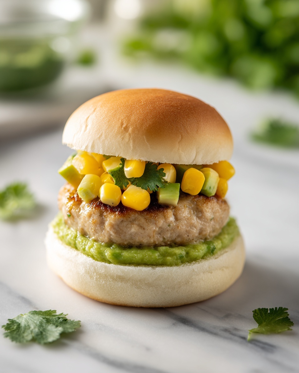 Chicken Burgers with Avocado Corn Salsa Recipe - Recipe Image