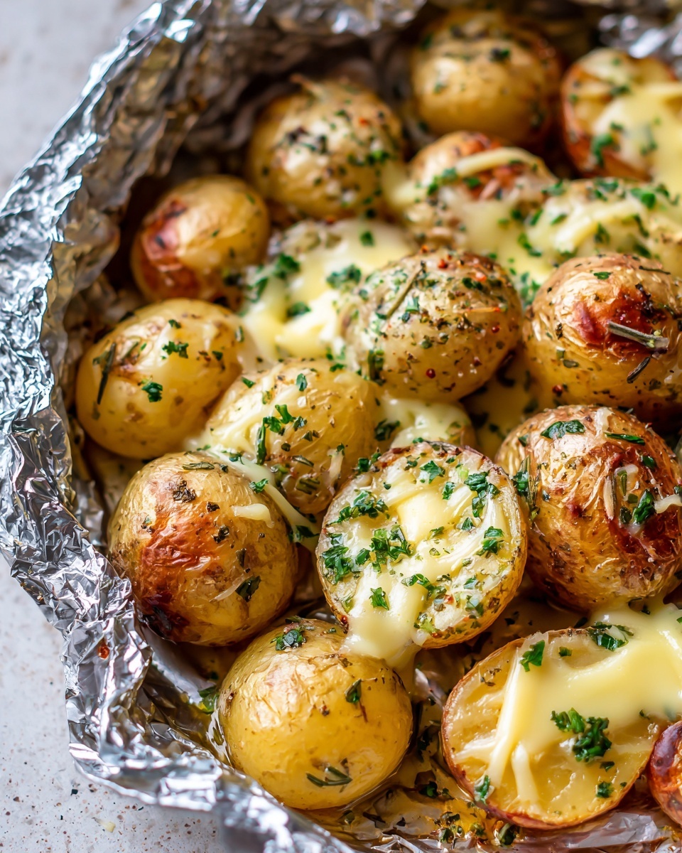 Cheesy Foil Pack Potatoes Recipe - Recipe Image