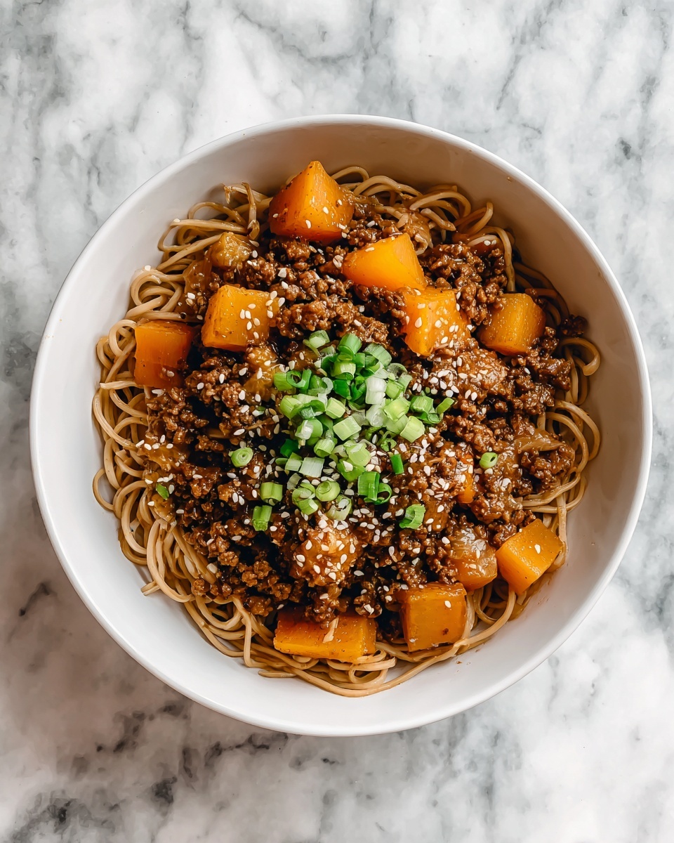 Mongolian Ground Beef Noodles Recipe - Recipe Image