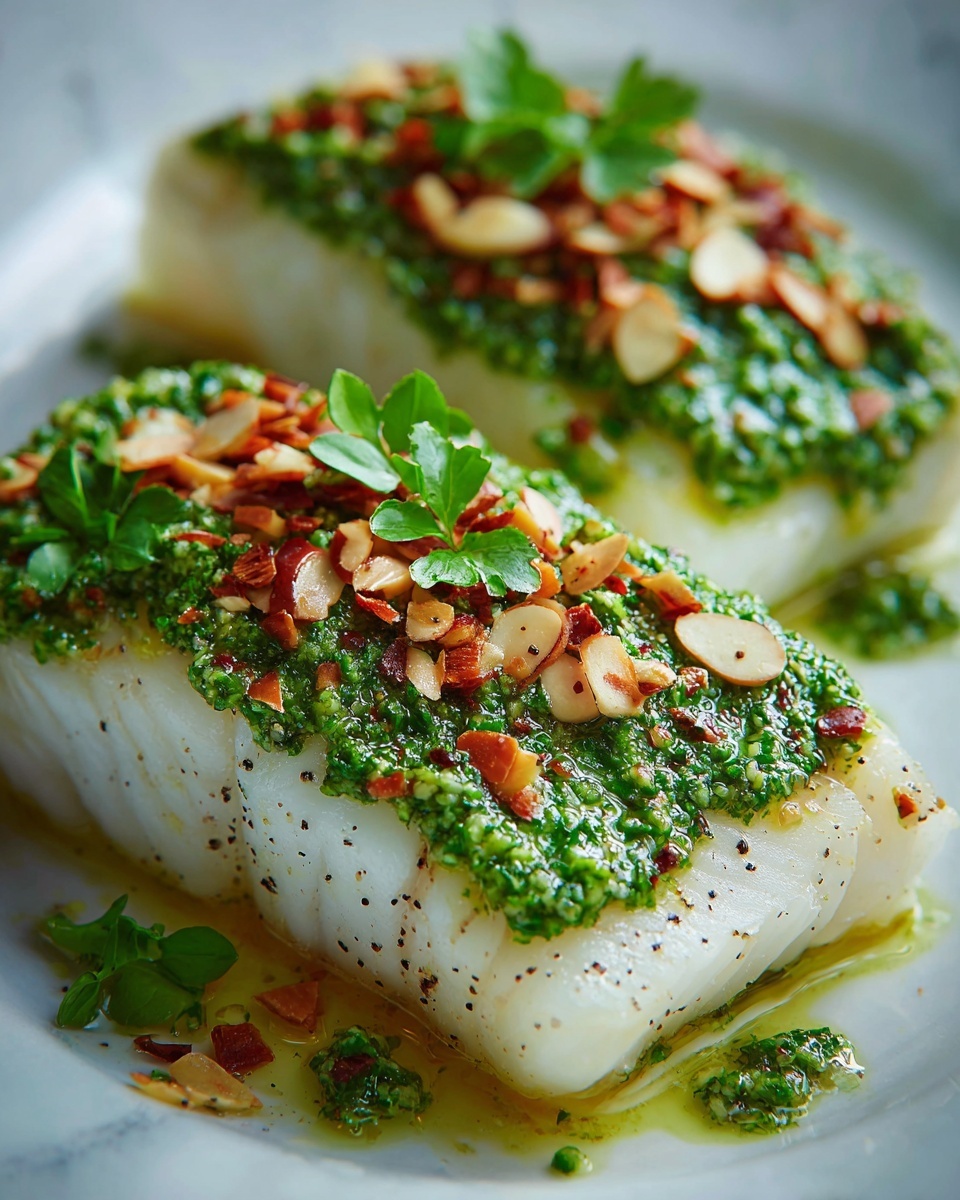 Keto Chilean Seabass with Walnut Pesto Crust Recipe - Recipe Image