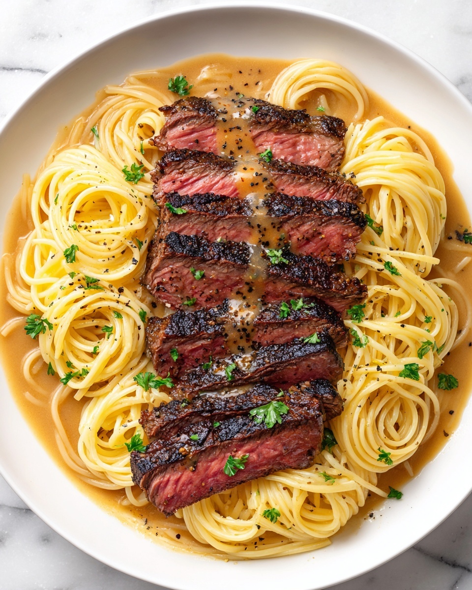 Garlic Butter Steak Lightning Noodles Recipe - Recipe Image