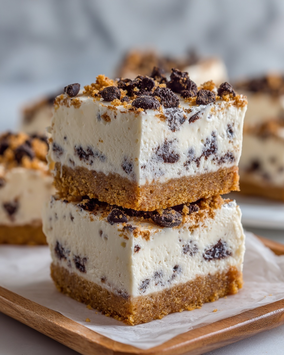 No-Bake Cookie Dough Cheesecake Bars Recipe - Recipe Image
