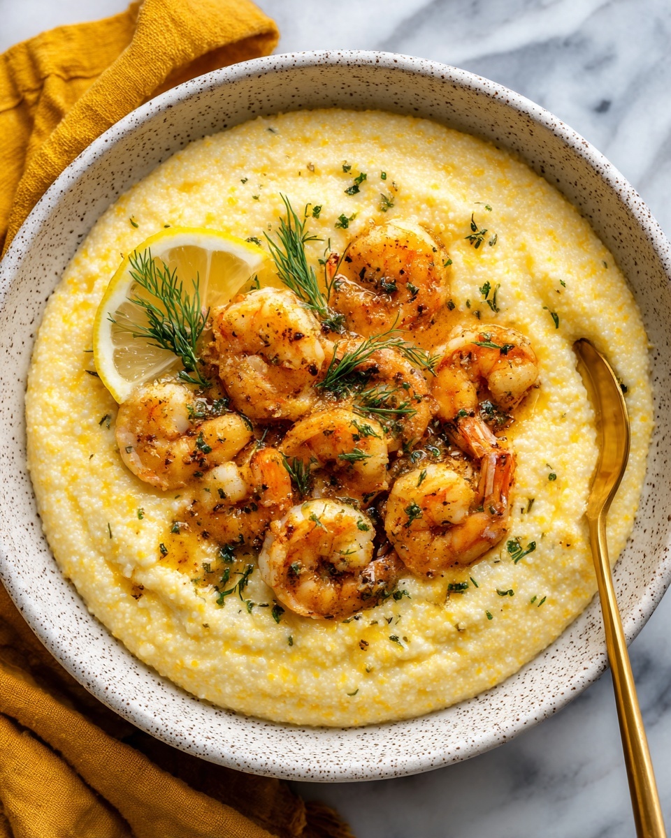 Honey Butter Cajun Shrimp with Smoked Gouda Grits Recipe - Recipe Image