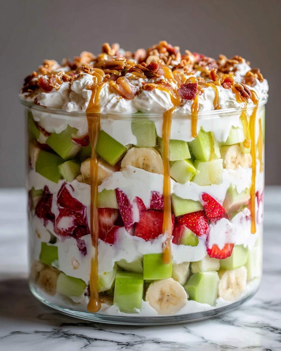 Cheesecake Fruit Salad with Caramel Drizzle Recipe - Recipe Image