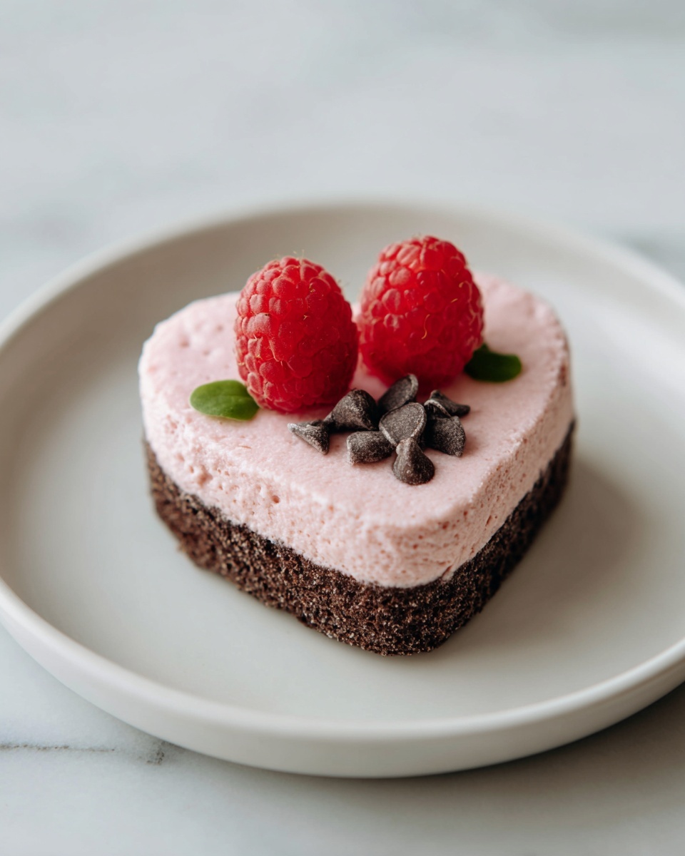Heart-Shaped Raspberry Mousse with a Brownie Base Recipe - Recipe Image
