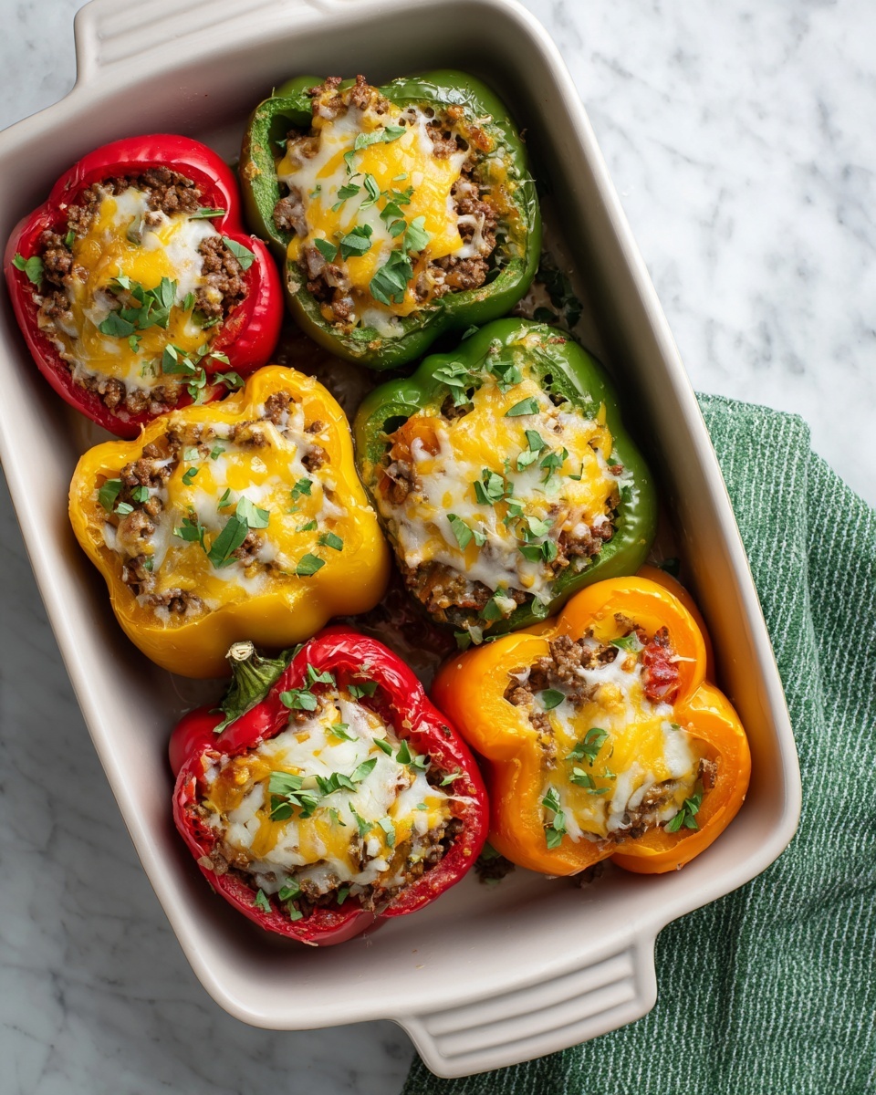 Stuffed Bell Peppers with Ground Beef, Rice, and Cheese Recipe - Recipe Image