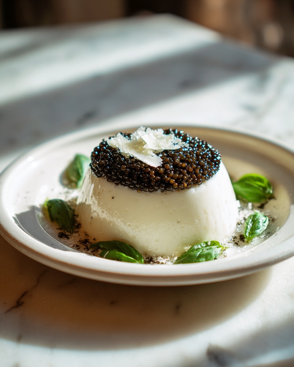 Parmesan Panna Cotta with Balsamic Caviar Pearls Recipe - Recipe Image