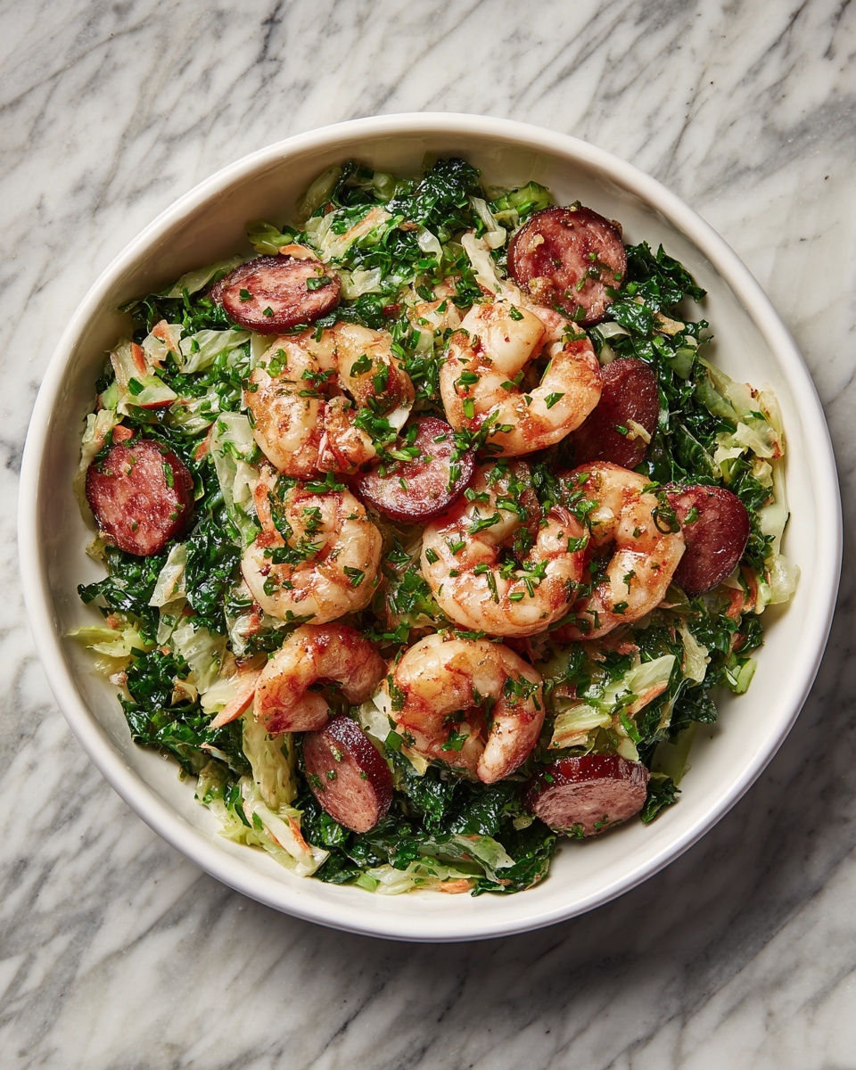 Shrimp and Sausage Cabbage Bowl Recipe - Recipe Image