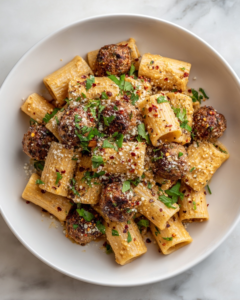 Garlic Butter Sausage Bites with Creamy Parmesan Pasta Recipe - Recipe Image