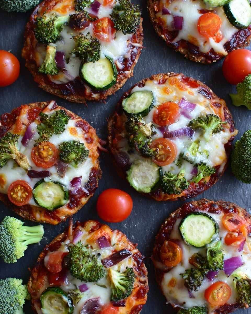 Mini Veggie Pizzas on Cauliflower Crust Recipe - Recipe Image